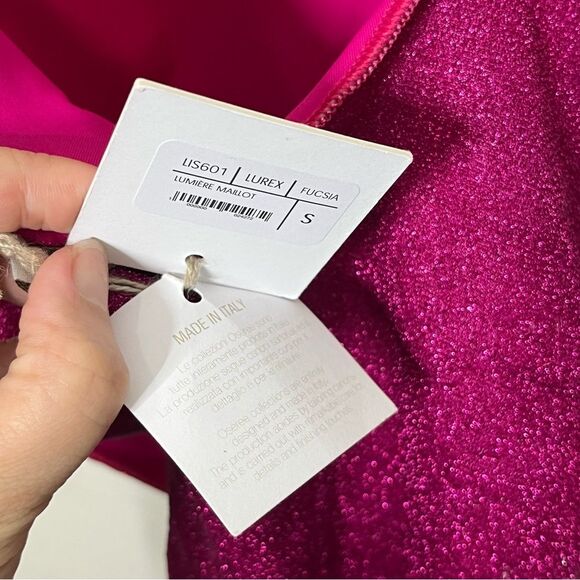 Oseree Lumiere Maillot Swimsuit Women’s Small Fuchsia Pink Glitter One Piece New - Picture 13 of 16